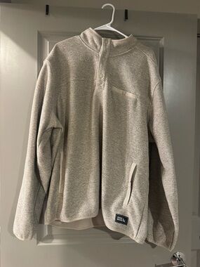 Eddie Bauer Light Heather Gray Crewneck Quarter-Snap Pullover